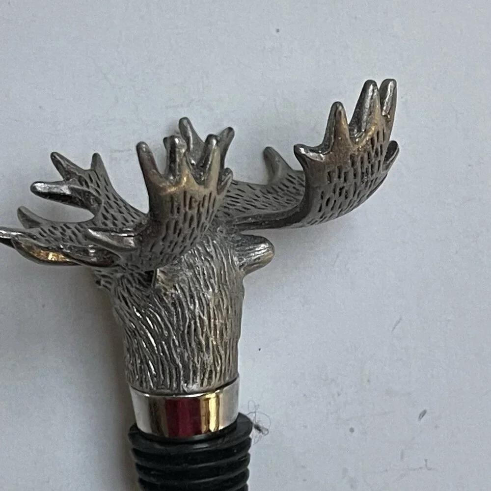 Stag Deer Reindeer Bottle Stopper Metal Stainless Steel or Pewter Decor